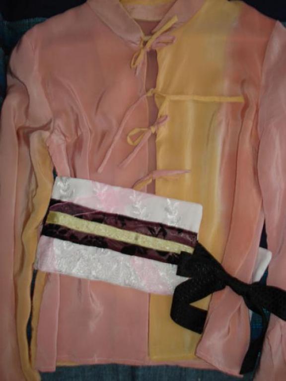 Шелковая блуза+пояс оби