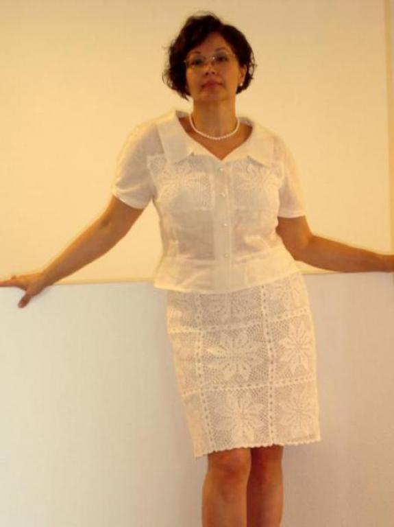 льняной костюм с хлопчатобумажным кружевом