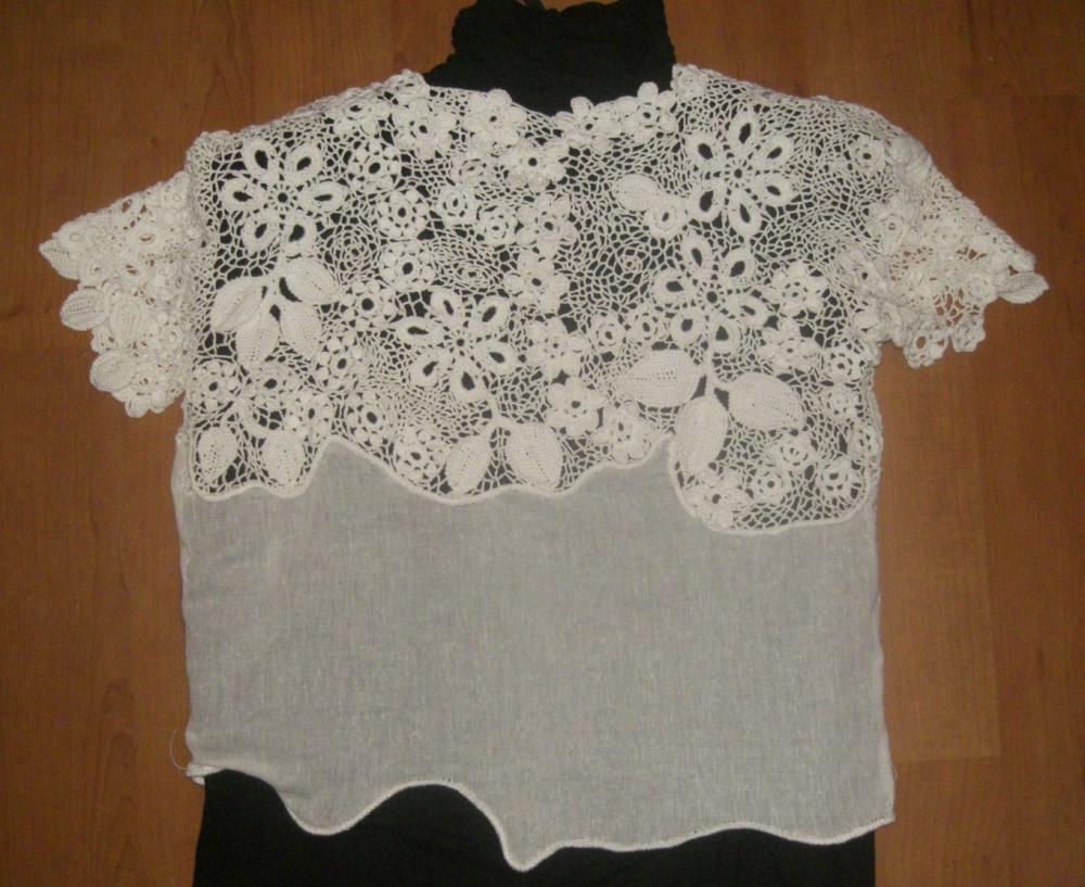 Кофточка: вязаное кружево+марлевка