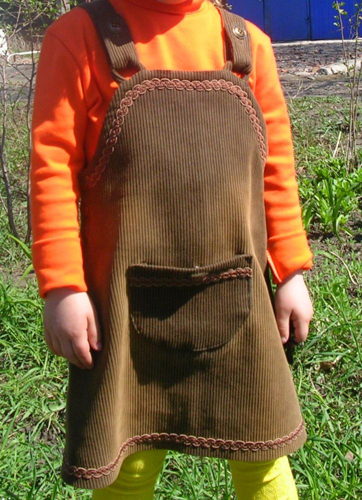 Детский сарафан из джинсы в рубчик