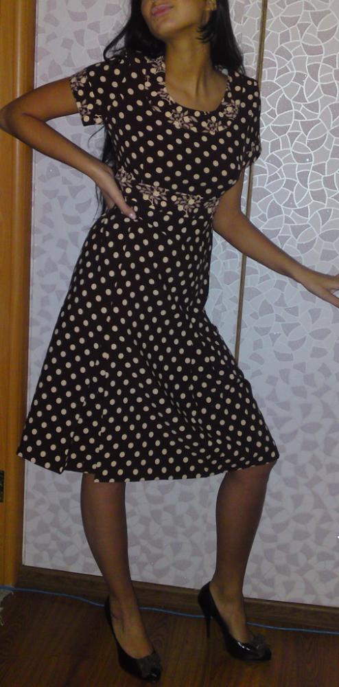 Платье от комплекта горошек + цветы (ткань купон)