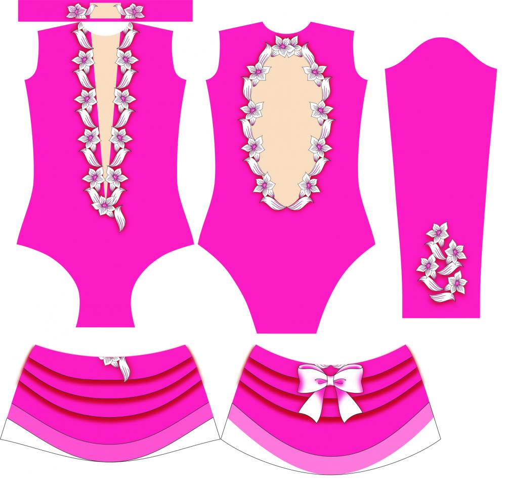 Розовый с белыми цветами