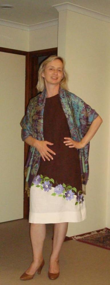 Платье ирландский лен, машинная вышивка.